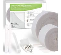 ARCOL Scratch Autocollant Double Face pour Moustiquaires le Plus Fort - Kit Complet Pour Moustiquaires Magnétiques - Veltro Seule Partie de la Marque/Partie Rugueuse/Avec Crochets (blanc))