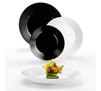 Arcopal/Arcoroc Service de table 18 pièces Catharine, verre Luminarc, noir blanc opale, pour 6 personnes