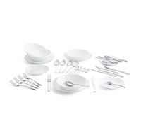 Arcopal Vaisselle blanche complète pour 6 personnes (18 pièces) + couverts 24 pièces Amefa, Unique, 19 pièces
