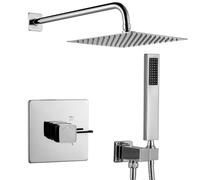 ARCORA Colonne de Douche Thermostatique Encastrable, Système de Douche 40°C avec Mitigeur Encastré, Douche Plafonnière, Douchette et Flexible, Corps en Laiton et Acier Inoxydable, Chromé