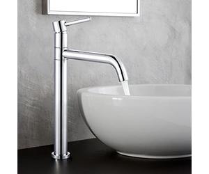 ARCORA Robinet de Salle de Bain, Robinet de Lavabo en Cuivre, Robinet Pivotant à 360°, Bec de 207 mm de Hauteur, avec Tuyaux de Raccordement de 50 cm, pour Lavabo de Salle de Bain ou Hôtel, Chromé