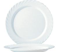 Arcoroc - Arc D6888 Trianon - Lot de 6 Assiettes Plates Unies - en Verre Opale - Blanc - 27,3 cm