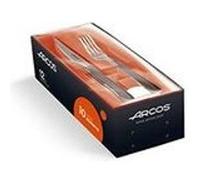 Arcos Couteaux de Table Steak Set 12 pièces (6 Couteaux + 6 fourchettes) - Monobloc d’Une Seule pièce Acier Inoxydable Argent Couleur