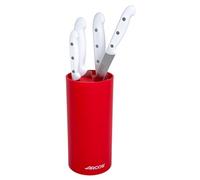 Arcos Artika - Jeu de Couteaux 4 pièces - Acier Inoxydable Nitrum - Manche Blanc - Bloc Couleur Rouge
