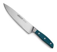 Arcos Couteau de Chef Forgé en Acier Taille 8 Pouces, Manche Micarta Professionnel & Bord en Soie Spécial et lame Argentée de 210 Mm, Impressionnez àChaque Coupe, Série Brooklyn, Couleur Bleue,
