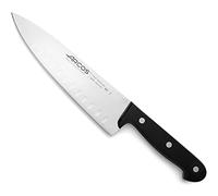 Arcos Couteau de Chef Granton en Acier - Couteau de Cuisine pour Couper et Peler les Petits Aliments, Poignée Ergonomique en Polyoxyméthylène, Lame de 200 mm - Couleur Noire, Série Universelle
