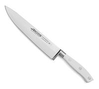 Arcos Couteau de Chef Professionnel Forgé en Acier - Idéal pour Couper et Éplucher les Aliments, Poignée Ergonomique en Polyoxyméthylène, Lame de 200 mm - Série Riviera, Couleur Blanche
