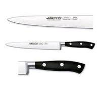 Arcos Couteau à Sole/Poisson en Acier Inoxydable Nitrum - Coupe Professionnelle et Durabilité, Manche Noir en Polyoxyméthylène (POM) - Argent, Série Riviera Forgée