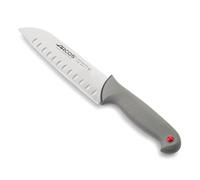 Arcos Couteau Santoku Alvéolé - Acier Inoxydable NITRUM 18 cm - Manche Ergonomique Antidérapant - Pour Viande, Poisson, Légumes - Série Colour Prof