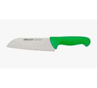 Arcos Couteau Santoku Alvéoles - Acier Inoxydable Nitrum 18 cm - Pour Viande, Poisson et Légumes - Manche Polypropylène Vert - Série 2900