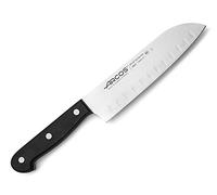Arcos Couteau Santoku en Acier Inoxydable 170 mm - Couteau Japonais Tranchant pour Poisson, Viande et Légumes, Poignée Ergonomique en Polyoxyméthylène - Couleur Noire, Série Universelle