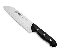 Arcos Couteau Santoku en Acier Inoxydable Nitrum - Couteau Japonais pour Poisson, Viande et Légumes, Poignée Ergonomique en Polyoxyméthylène POM, Lame de 170 mm - Couleur Noire, Série Maitre