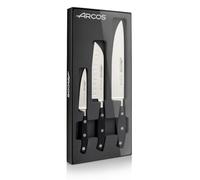 Arcos Riviera Ensemble de couteaux de cuisine + 1 Santoku + 1 couteau chef en acier inoxydable forgé nitre, manche POM, noir