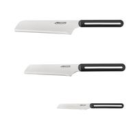 Arcos Couteaux de Cuisine Set 3 Pièces - Filo Microdenté pour Coupe Précise - Manche Ergonomique et Résistant - Acier Inoxydable NITRUM - Série LINEA