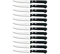 Arcos Couteaux de Table - Boîte 12 pièces Couteau à Steak Couteau de Table - Lame Acier Inoxydable Nitrum 110 mm - Manche Nylon Couleur Noir (12 pcs)