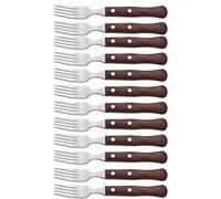 Arcos Couteaux de Table - Boîte 12 pièces Fourchette à Steak - Acier Inoxydable 18/10 et 225 mm - Manche Bois Comprimé Couleur Brun (12 pcs)
