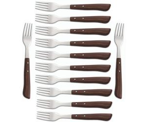 Arcos Couteaux de Table - Boîte 12 pièces Fourchette à Steak Fourchette de Table - Acier Inoxydable 18/10 et 200 mm - Manche Polypropylène Couleur Brun (12 pcs)