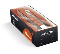 Arcos Couteaux de Table Steak Set 12 pièces (6 Couteaux + 6 fourchettes) - Monobloc d’Une Seule pièce Acier Inoxydable Argent Couleur