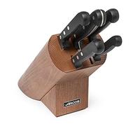 ARCOS Ensemble de Couteaux 5 Pièces - Bloc en Bois de Pin, Poignée Ergonomique en Polyoxyméthylène POM, Plus Grande Puissance de Coupe et Contrôle - Couleur Noire, Série Universelle