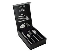 ARCOS Ensemble de Couverts 24 Pièces. Service Complet pour 6 Personnes. Inclut 6 Cuillères. 6 Couteaux. 6 Fourchettes. 6 Cuillères à Dessert. Série Capri. Couleur Argent