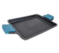 Arcos Série Thera | Poêle Grill Anti-adhésive | Aluminium Coulé | Compatible Tous Feux | Manches ergonomiques | Économie d'énergie | Va au Lave-Vaisselle | Noir et Bleu (34x28 cm)