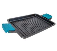 Arcos Série Thera | Poêle Grill Anti-adhésive | Aluminium Coulé | Compatible Tous Feux | Manches ergonomiques | Économie d'énergie | Va au Lave-Vaisselle | Noir et Bleu (34x28 cm)