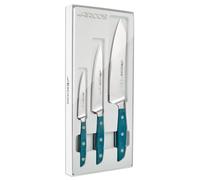Arcos Ensemble de Couteaux de Cuisine en Acier Inoxydable Forgé 3 Pièces - Poignée en Micarta, Idéal pour Impressionner et Surprendre à Chaque Coupe - Bleu, Série Brooklyn