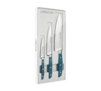 Arcos Jeu de Couteaux de Cuisine. 3 Pièces en Acier Inoxydable Forgé. Manche Micarta Bleu. Série Brooklyn. Couleur Bleu
