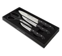 Arcos Coffret 4 Pièces Série Maitre – 3 Couteaux de Chef + Ciseaux, Inox, Manche Ergonomique Noir