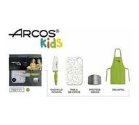 Arcos Kids - Ensemble de Cuisine pour Enfants (Couteau pour Enfants + Tablier + Planche à découper + protège-Doigts) - Couleur Vert Vert G