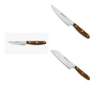 Arcos Nordika Set de Couteaux Essentiels - 3 Pièces : Couteau Santoku Alvéolé 170mm, Couteau de Cuisine Utility 160mm et Couteau d'Office Mondador 100mm - Acier NITRUM