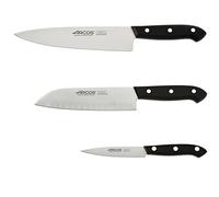 Arcos Professionnel - Set de 3 Couteaux de Cuisine - Acier Inoxydable NITRUM - Poignée POM Noir