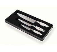 Arcos Riviera Blanc Ensemble de couteaux de cuisine, étrier + Santoku + Couteau de chef en acier inoxydable forgé Nitrum, poignée POM, Blanc