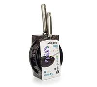 Arcos Série Samoa | Lot de poêles 20 et 24 cm | Aluminium forgé | Full Induction | Manche en acier inoxydable Effet froid | Système d'économie d'énergie | Passe au lave-vaisselle | Couleur noire