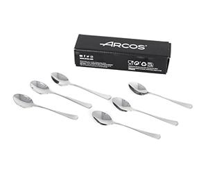 Arcos Série Madrid - Lot de 6 cuillères à café dans une boîte cadeau | Cuillère à Moka - Monoblock monobloc en acier inoxydable - Taille 115 mm - Couleur Argent