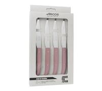 Arcos Série Steak Basics - Ensemble de couteaux à côtelettes 4 pièces - Lame en acier inoxydable NITRUM 110 mm - Lame lisse - Manche en polypropylène - Rose