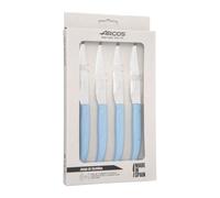 Arcos Série Steak Basics - Jeu de couteaux à steak 4 pièces - Lame en acier inoxydable Nitrum de 110 mm - Tranchant lisse - Manche en polypropylène - Couleur bleue, Bleu