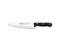 Arcos Couteau de chef Granton - Lame 200 mm en acier, Poignée ergonomique en polyoxyméthylène, Noir