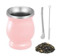 ARCPNRT Maté Tasse, Set de Thé au Maté, Acier Inoxydable Gobelets à Maté, Set de Thé au Maté, avec Paille et Brosse de Nettoyage, pour Une Utilisation à la Maison, dans Les Restaurants, Rose
