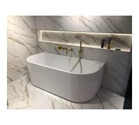 Arcqua Costilla baignoire îlot demi-encastrée - 170x80cm - lignes verticales nervurées - acrylique - blanc brillant BAD106337