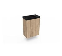 Arcqua Luna Ensemble fontaine 54.3x39.7x21.8cm Canyon Oak avec fontaine marbre sans trop-plein mat noir FNK419559