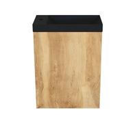 Arcqua Marble Ensemble fontaine - 40x22x54.5cm - fontaine mat noir - sans trop-plein - chêne naturel FNK485455