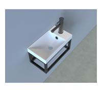 Arcqua Marble lavabo 40x22cm avec cadre noir exclus robinet marbre coulé mat blanc sw374540/sw374560