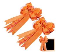 Arcs d'automne pour décorations de couronnes, Arc de Couronne, Ensemble Ruban 2 pièces avec Plaid Rustique et Couleurs d'automne vibrantes, Fournitures d'artisanat Haut