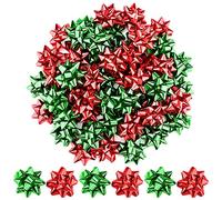 Arcs de Noël métalliques pour cadeaux,50 packs d'arcs décoratifs pour cadeaux de Noël,5,5 cm d'arcs auto-adhésifs cadeaux,rouleaux de ruban à boucler pour mariage,anniversaire,nouvel an et fêtes
