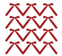 Arcs de Noël rouges - Bows de vacances en ruban en velours 12x, décoration d'arbres festifs, accessoire de couronne décoratif, ornement de saison classique | Fiche de porte d'entrée Stairs Garland Dec