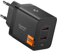 ArcStation Essential 47W Chargeur USB C Rapide [Compact & 2 Ports] GaN Mini Prise Chargeur, PD 3.0, PPS Compatible avec iPhone 17/16/15 Pro Max Air Samsung S25 Pixel 10 iPad Air - Noir