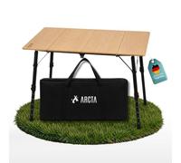 ARCTA® Table de camping pliable en bambou - 100 x 70 cm - Hauteur réglable 42-70 cm - Table pliante d'extérieur jusqu'à 80 kg - Table de pique-nique pour camping