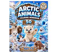 Arctic Animals Coloring Workbook: 50 Big & Easy Coloring Pages with Arctic Animal Facts and Hidden Object Challenges for Kids Ages 3-6