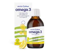 Arctic Blue Oméga-3 Végétal Huile Liquide 150 ml - 370 mg de DHA + 75 mg d’EPA + 350 mg d’ALA par Dose - Huile d’Algues & de Chanvre - 100% Vegan, avec Vitamine D3, Saveur Douce Citron